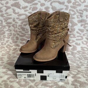 Not Rated Beige Ankle Boots with Studded Detail